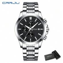 CRRJU CRRJU Men Watch Luxury Sports Quartz Chronograph Waterproof Wristwatch With Stainless Steel Luminous Auto Date