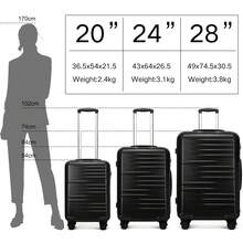 Hard Shell Suitcase PC ABS With TSA Lock Lightweight Spinner Luggage 20 Inch Cabin Bag 24 28 Inch Check In Trolley Case Or 3 Piece Set For Travel - Black - View 4