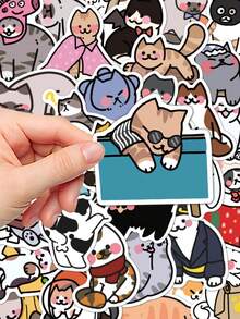 50 件猫贴纸手册笔记本电脑手机壳行李滑板头盔装饰贴纸，适用于学校用品，返校 - 彩色 - 查看 9