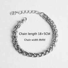 Oversized Square Industrial Vibe Titanium Steel Cuban Link Bracelet, Fashionable Unisex Adjustable Wrist Accessory