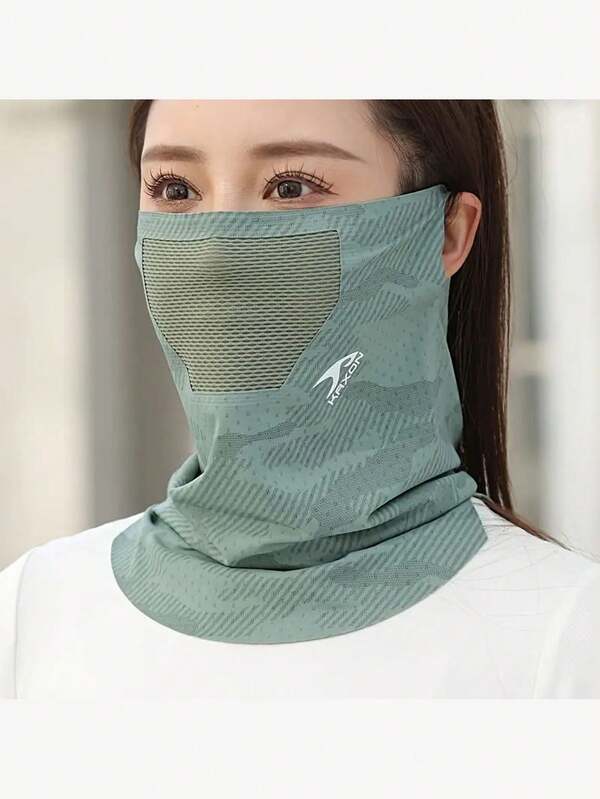 1 Summer Outdoor Ice Silk Scarf - Summer Seamless Mask, Cycling Breathable Ear-Hanging Face Scarf Neck Cover, Fashionable, Available In Multiple Colors, Men's And Women's Universal Mask