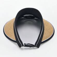 Women's Sun Hat With Built-In Fan Wide Brim Visor Cap For Outdoor Camping Rechargeable Cooling Fan Included