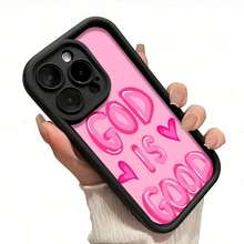 God Is Good Themed Phone Case Designed With Vibrant Pink Lettering Compatible With IPhone 16 15 14 13 12 And 11 Pro Models Made Of Durable TPU Protective Material Perfect For Family Friends Young People Birthdays Holidays Boyfriends Girlfriends And Valentine's Day Gifts - 白色 - 查看 7