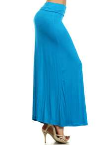 Chic Comfortable High Waisted Maxi Skirt Flowing A Line Design For Everyday Elegance - Turquoise - View 2