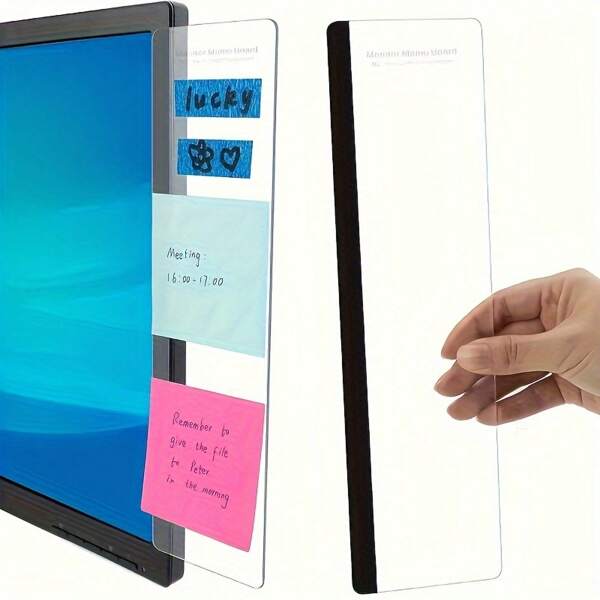 1 Transparent Plastic Computer Monitor Memo Clip With Sticky Note Slot - Ergonomic Desktop Organizer, Home Office Accessories, Simple Design Durable Construction, Suitable For Remote Workers' Desktop Message Board And Workspace Decoration