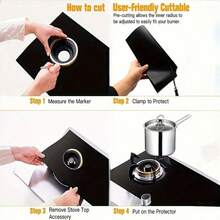 1 Set Of Reusable Insulated Stove Covers - Non Stick, Washable, Scratch Resistant Gas Stove Top Protector - Protects Burners, Kitchen Utensils, And Countertops - Easy To Clean, Durable Kitchen Accessories - 黑色 - 查看 3