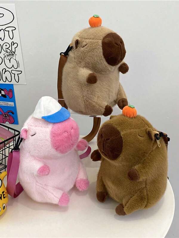 Adjustable Plush Capybara Backpack Soft And Cartoon Shoulder Bag, Cute Large Capacity Capybara Backpack, Friendly Gift For Boys Girls Teenagers Ideal Gift On Birthdays Christmas Easter And Exchanges For Daily Use With Style, School Backpack, School Supplies, Waterproof, Lightweight, Cute, Suitable For Graduates, Teenagers, Perfect For Office, College, Work, Business, Commuting, Outdoors, Travel, Outings