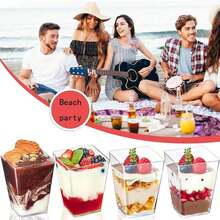 100 个装 5 盎司塑料甜点杯，带盖和勺子，透明冻糕杯布丁杯迷你派对餐杯，适用于开胃菜水果酸奶冰淇淋、圣诞节、万圣节