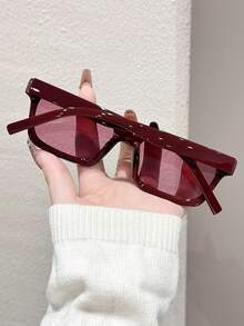 1 Pair Women Square Frame Fashion Glasses, Fashionable Beach Summer Accessory Preppy Style For Back To School Rectangle Shape Rectangular Shape Shades - Multicolor - View 2