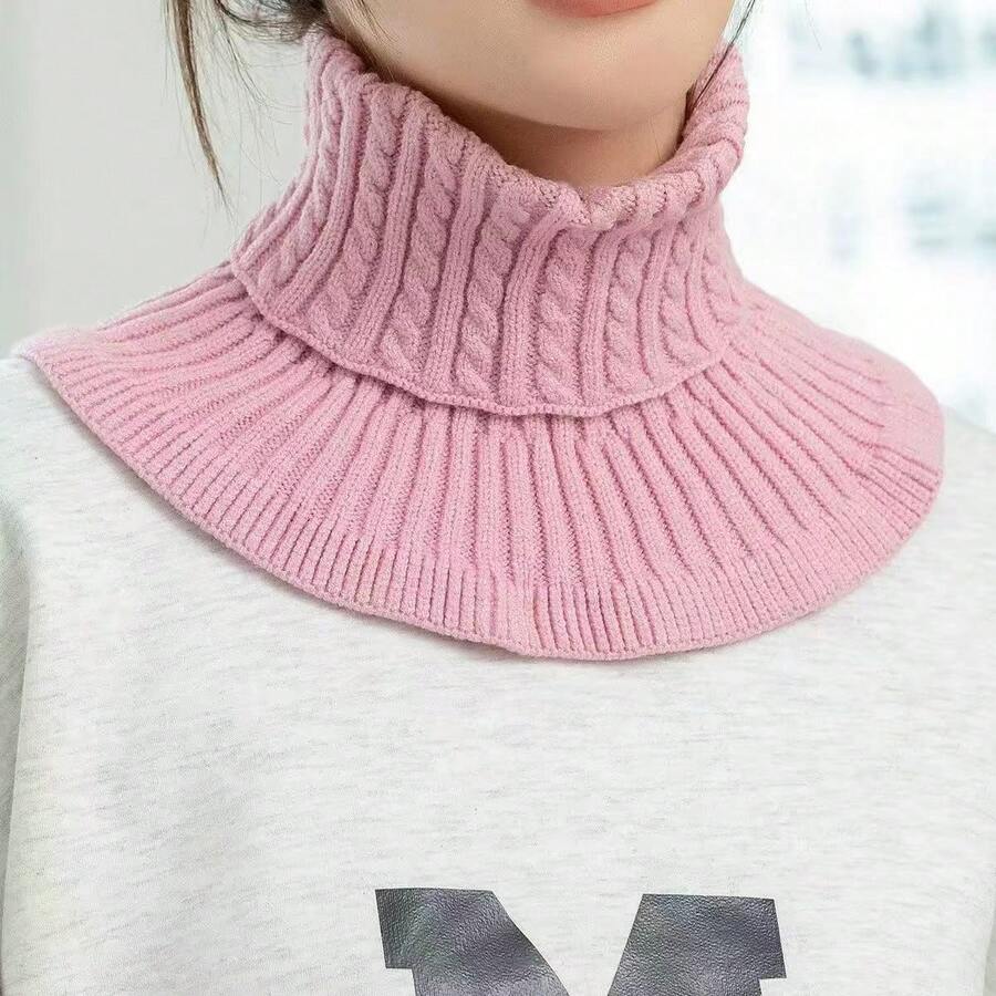 1件装女士针织仿羊毛柔软围脖,纯色简约百搭可拆卸领子,保暖防风高领围巾,适合多种场合,秋冬季可搭配连衣裙、配饰、节日装扮 - 三角款 - 查看 1