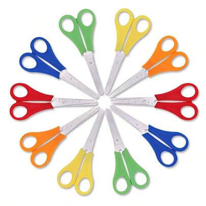 5pcs/Set Random Color Ruler, Scissor, Craft Scissor Hand-Made DIY Paper Cutting Scissors, Flat Head Office Supplies,School Supplies,Back To School