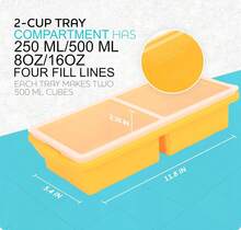Silicone Freezer Tray With Lid-Soup Freezer Container Molds-2-Cup Extra Large Ice Cube Tray-Makes 4 Perfect 500ml Portions Cubes, For Freezing Soup,Stews,Sauces.Oven&Dishwasher-Safe(2-Pack) - Màu vàng - Xem 6