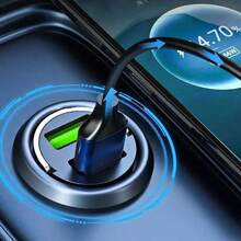 Dual-Port Mini USB Car Charger, Fast Charging, Metallic Finish, Male To Female Connector With Ring Design, PD30W, Type-C, Compatible With Smartphones And Devices, Essential Car Power Accessory, No Battery, Ideal For 11 Festive Gifts - Multicolor - View 5