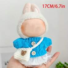 3 piezas (Ropa + Vestido + Bolsas) Ropa de muñeca para Labubu, Conjunto de atuendos de Labubu, Adecuado para ropa/accesorios de muñeca de 17 cm, Armario de colección de muñecas, Bolso y accesorios de muñeca Labubu, Disfraces de muñeca de tela (Sin muñeca)