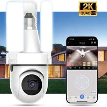 Telecamera di sicurezza senza fili, telecamera a forma di lampadina, senza fili 2,4 GHz 2K HD, sensore di luce LED, visione notturna a infrarossi, audio bidirezionale, rilevamento del movimento, telecamera di sicurezza per il monitoraggio domestico