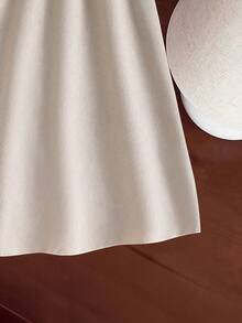 Left Mama 女童优雅简约学院风翻领长袖连衣裙搭配背心套装，适合春秋季节 - 米色 - 查看 6