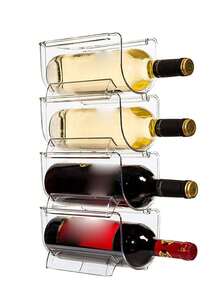 1pc 1/2/3 Tier Stackable Transparent Fridge Organizer Rack For Wine, Whiskey, Vodka, Brandy Display - Clear - View 4
