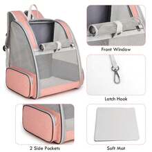 Yogle Mochila para gatos, mochila transportadora para perros y gatos, cachorros, mochila transportadora para gatos, con malla totalmente ventilada, aprobada por aerolíneas, diseñada para viajes, senderismo, caminatas y uso al aire libre - Albaricoque - Ver 2