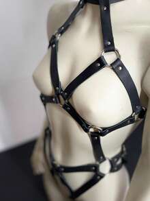 女士性感哥特式荷叶边领口腰带，圆领腰带，休闲吊袜带，适合日常穿着、派对、狂欢配饰 - 黑色 - 查看 8