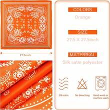 Satin Head Scarf - 27.5 Inch Silk Hair Wrap For Women - 橘色 - 查看 5