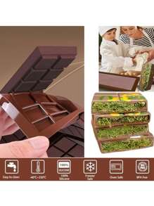 1 conjunto 2 peças Molde de Chocolate, Bandeja de Moldagem de Bloco de Chocolate de Silicone, Molde de Fabricação de Bloco de Chocolate de Dubai