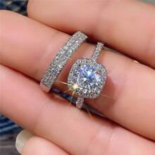1 pièce Bague en alliage élégante avec zircone cubique scintillante, bijoux de mariée, cadeau pour femmes, bague de fiançailles