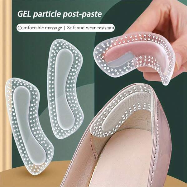 6-10pcs/Pack Women's Plus Size Shoe Heel Liners, Anti-Slip & Friction-Resistant Silicone Heel Cushion Pads, Transparent Heel Grips For High Heels To Prevent Slipping And Blisters