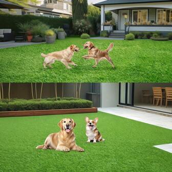 Tapis de pelouse artificielle verte de simulation à haute densité. Tapis d'herbe synthétique avec un dos en caoutchouc pour une utilisation à l'intérieur et à l'extérieur, sur le patio, le jardin, le balcon et la terrasse
