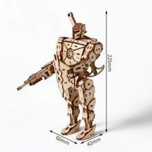 1pc Highly Difficult 3D Wooden Robot Puzzle Model Kit, Craft Assembly Set, Birthday, Family, Friend, Thanksgiving, Christmas Gift, Adult Fun, 210 Pieces, 3-Star Difficulty Level, Use With Glue For Best Results, Home Decor
