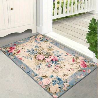 1 pièce Paillasson en flanelle imprimé rose, tapis de zone absorbant l'eau de 1 yard d'épaisseur antidérapant, tapis de sol confortable, lavable en machine, convient pour l'entrée, la cuisine, le salon, la chambre, la buanderie, la décoration de salle de bain