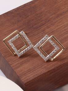 1 对女士时尚空心方形锆石耳钉 - 耳環 - 查看 5