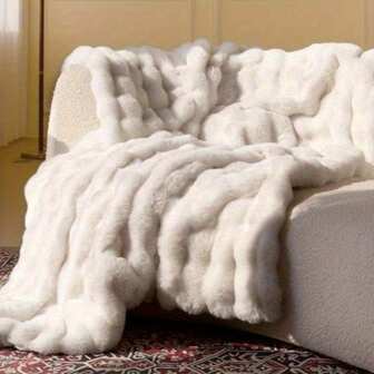 Ultra Soft Cozy Faux Fur Throw Blanket, Fuzzy Plush Thick Bubble Blanket, Luxury Fluffy Blanket For Couch, Bed, And Living Room, Decorative Bumpy Cute Cozy Fluffy Blanket