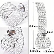 Crystal Candle Sconces For Wall Metal Tea Light Candle Holders Wall Decor For Living Dining Room Bedroom Centerpiece Gifts, Set Of 2 - Silver - View 2