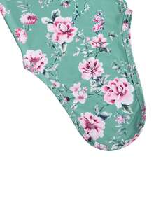 Conjunto de 2 sacos de dormir para bebé, estilo pastoral informal, cuello redondo, manga larga, estampado floral de dibujos animados, bolsillo para dormir con botones y gorro redondo elástico. - Verde - Ver 6