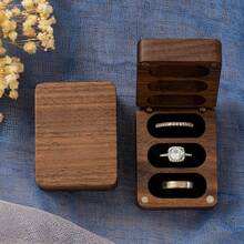 1 件 Mr & Mrs 3 槽戒指盒，雕刻三层木质戒指盒，适用于婚礼戒指盒，周年纪念生日礼物创意夏季收纳整理礼物