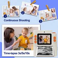 全新即时打印相机，超可爱即时打印相机，配备 2 卷打印纸和彩色笔，适合 6-12 岁儿童的数码相机儿童礼物，适合女孩/男孩的完美节日礼物，生日礼物。返校日、劳动节、万圣节、圣诞节、感恩节