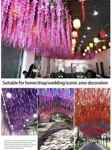 10 Stück/Packung künstliche Glyzinie, Rankengirlanden, Weihnachtsparty Heim Dekoration grüne Wand Decke Blumendekoration, perfekt für Hochzeit Hängedekoration, perfekt für Party, Zuhause, Garten, Wanddekoration, Künstliche Pflanzen