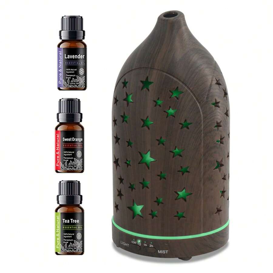 Difusor de estrella con hueco de 7 colores personalizables, silencioso, seguro y con estilo - Negro - Ver 1