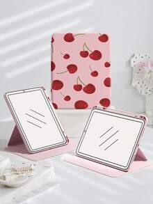 Cherry 720°旋转双面印花保护壳 兼容 iPad Pro11 英寸 (M4)-2024、Pad Air 4th (10.9 英寸) 亚克力防弯平板保护壳 兼容 iPad Air4/5 10.9 英寸、iPad Pro 11 英寸、iPad 7/8/9 代 10.2 英寸 旋转亚克力透明外壳 兼容水平和垂直旋转 内置笔槽 防弯防摔