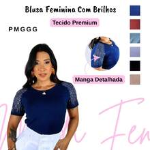 Women's T-Shirt - Basic T-Shirt - Glitter On The Shoulder - Navy Blue - View 2