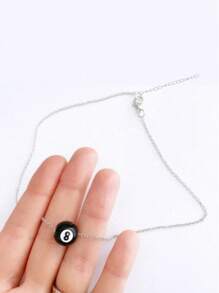 1PC Fashion Stainless Steel Chain Black No.8 Billiard Necklace For Women Y2K Fun Black 8 Ball Couple Necklace Women Jewelry