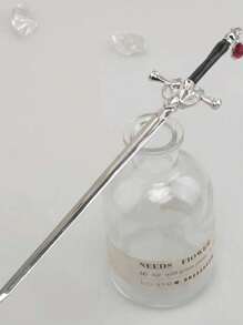 Sword Hair Stick Metal Sword Hair Clip Stick With Gemstone Pendant, Retro Style Hair Chopstick, Women Long Dense Hair Accessories, Bun Extension, Hair Bun Maker, Pins For Hair, Bun Hair Piece, Hair Styling Pins, School Stuff