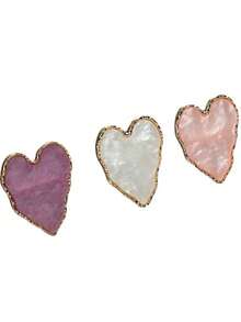 1 件时尚新款设计粉色不对称心形手指开口戒指 适合女士女孩礼物