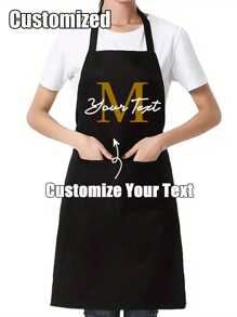 1pc Customized Cooking Apron With Personalized Text And Photo Printing, Ideal Gift For Anniversary, Chefs, Mothers, Fathers, Husbands, Wives, Girlfriends, Boyfriends, Weddings (Men/Women)