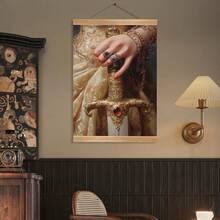 1 件，帆布墙画/卷轴画，墙画，防水，海报，带框墙画，秋季，万圣节，维多利亚时代持剑女子海报，黑暗学院艺术哥特式装饰，古董插图，复古墙画，适用于客厅、卧室、玄关装饰、鬼屋或万圣节派对装饰