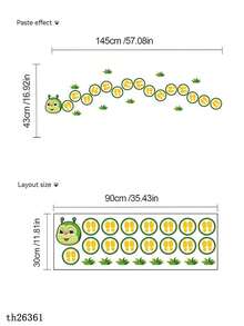 1 szt. Urocza naklejka na podłogę z PVC z kreskówkową gąsienicą, uroczy ślad gąsienicy, cyfrowa naklejka na ścianę z gąsienicą, dekoracja do pokoju dziecięcego, salon, letnia dekoracja pokoju na Halloween i Boże Narodzenie, dekoracje ścienne, spersonalizowana naklejka na podłogę, płytki podłogowe, wystrój kuchni i salonu, płytki podłogowe, samoprzylepne płytki podłogowe, odklejane