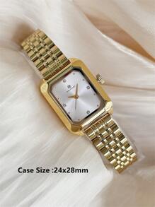 Pablo Raez 1pc Ladies Vintage Watch 18K Gold Jewelry Stainless Steel Bracelets Chain Summer Accessories Wristwatch Silver Color Non Tarnish Top Level AAA Original Charming Hours High Quality Women Watch Luxury Dress Watch IPS Plated Elegant Brand New Rectangle Gorgeous Design Quartz Watch