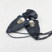 Mini navaja de bolsillo con diseño de calavera y hoja de acero inoxidable. Mini navaja para actividades al aire libre y aventuras en la naturaleza. - Negro - Ver 6