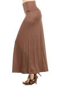 Falda larga elegante y cómoda de cintura alta con diseño fluido tipo A, ideal para el día a día - Marrón Mocha - Ver 2