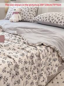 1件泡泡纱夏季印花毯，适合夏天用的薄被子，可以当毯子用，花卉印花图案，清新简约风格韩版毛毯，学生宿舍可用，可机洗